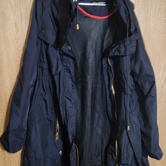Steve Madden Navy Blue Ladies Jacket With Mesh Lining & Hood Size S/P - Picture 1 of 10